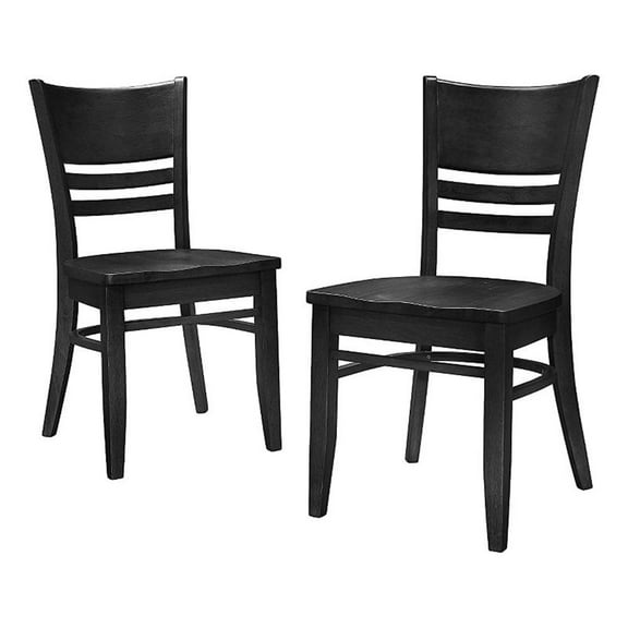 Correll Wood Dining Chair with Ladder Back Set of 2 in Black