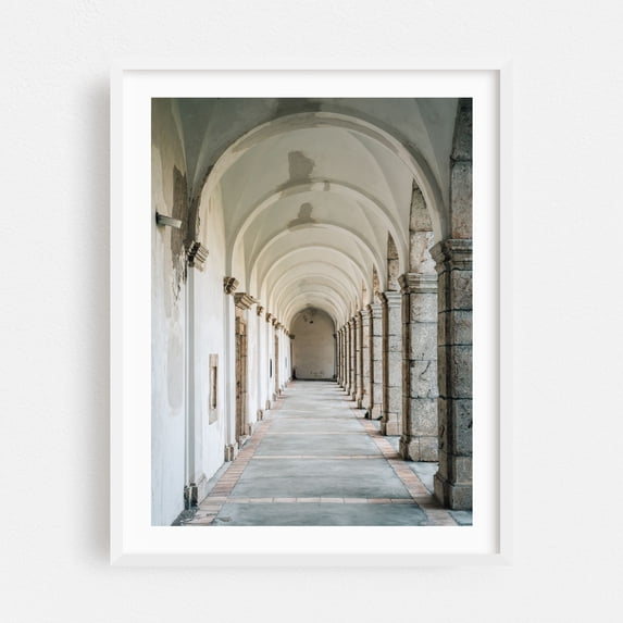 Corridor, Capri - Capri Campania Italy Photography Architecture Minimalist Rustic Vintage White Framed Wall Art Print 18 x 24 inches