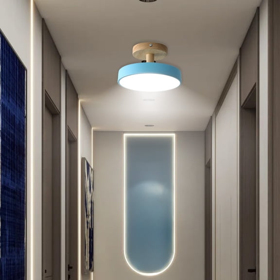 Corridor Ceiling Light Modern Hallway Light Fixture, Solid Wood Acrylic LED Entrance Lamp with High Brightness Lens, Decorative Flush Mount Lighting for Balcony Cloakroom Foyer Home Decor