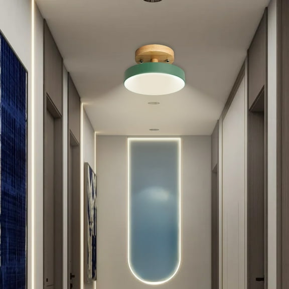 Corridor Ceiling Light, Modern LED Hallway Light Fixture with Solid Wood and Acrylic Lampshade, Rustproof and Durable Ceiling Lamp for Balcony, Entrance, Bedroom, Living Room and Home Lighting