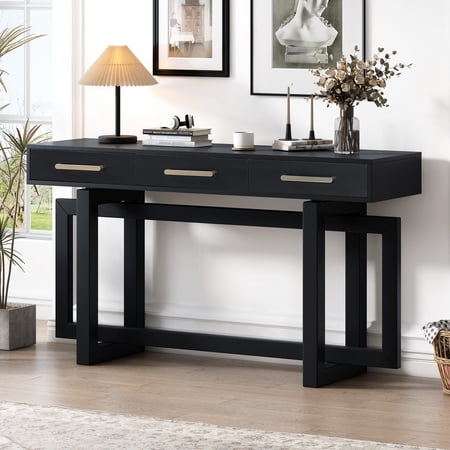 Corridor Console | Easy - to - Blend Modern Style | MDF and Iron Build | Offers Convenient Storage in Drawers