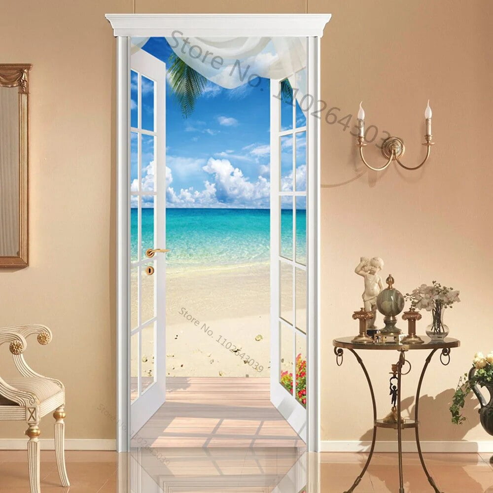 Corridor Modern Horse Door Sticker PVC 3D DIY Self-Adhesive Abstract ...