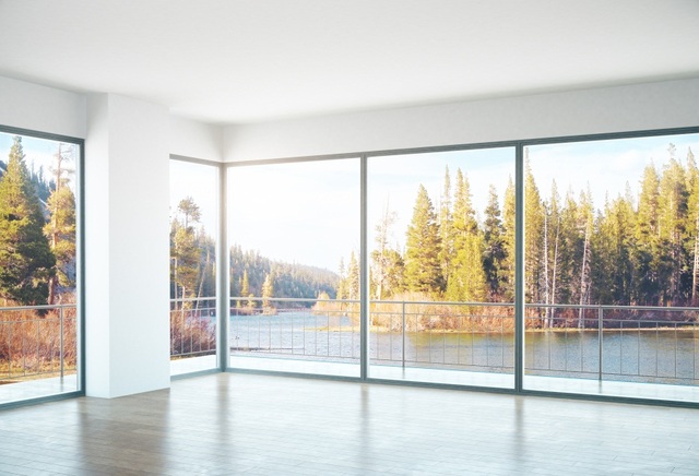 Corridor Modern Office Building French Window Tree View Room Interior ...