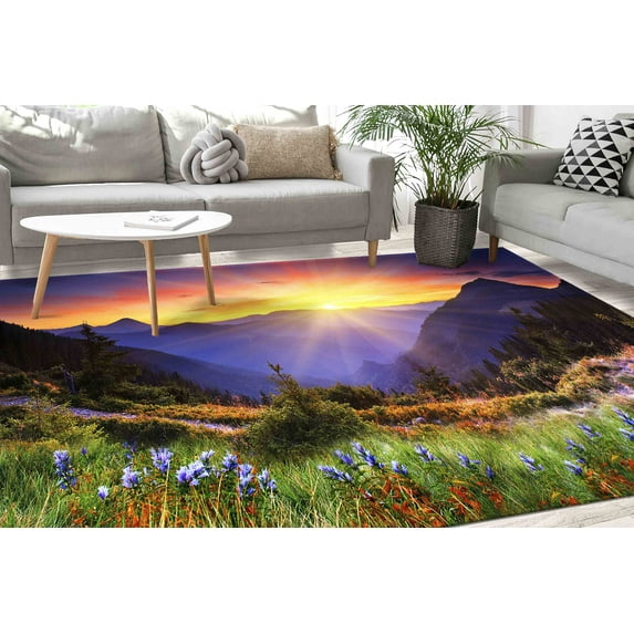 Corridor Rug, View Rugs, Luxury Rugs, Floor Rug, Home Decor Rugs, Thin Rugs, Spring View Rug, Farmhouse Rugs, Mountain View Rug, Soft Rug, 2.6'x9.2' - 80x280 cm