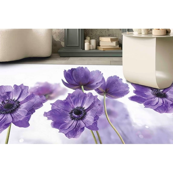 Corridor Rugs, Flower Rugs, Purple Rug, Purple Flower Rugs, Popular Rugs, Botanical Rug, Gift Rugs, Easy To Clean Rugs, Bedroom Rugs, 2.6'x4' - 80x120 cm
