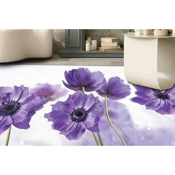 Corridor Rugs, Flower Rugs, Purple Rug, Purple Flower Rugs, Popular Rugs, Botanical Rug, Gift Rugs, Easy To Clean Rugs, Bedroom Rugs, 2.6'x9.2' - 80x280 cm