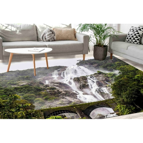 Corridor Rugs, Landscape Rugs, Thin Rug, Step Rug, Entry Rug, Waterfall Rugs, Waterfall Landscape Rugs, Non Slip Rugs, Modern Rugs, 2'x3' - 60x90 cm