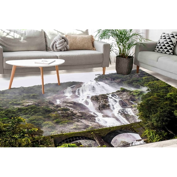 Corridor Rugs, Landscape Rugs, Thin Rug, Step Rug, Entry Rug, Waterfall Rugs, Waterfall Landscape Rugs, Non Slip Rugs, Modern Rugs, 5.9'x9.2' - 180x280 cm