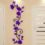 Corridor TV Background Wall 3D Flower Decoration, Acrylic Tree Wall Decal DIY Decor Sticker, Dark Purple