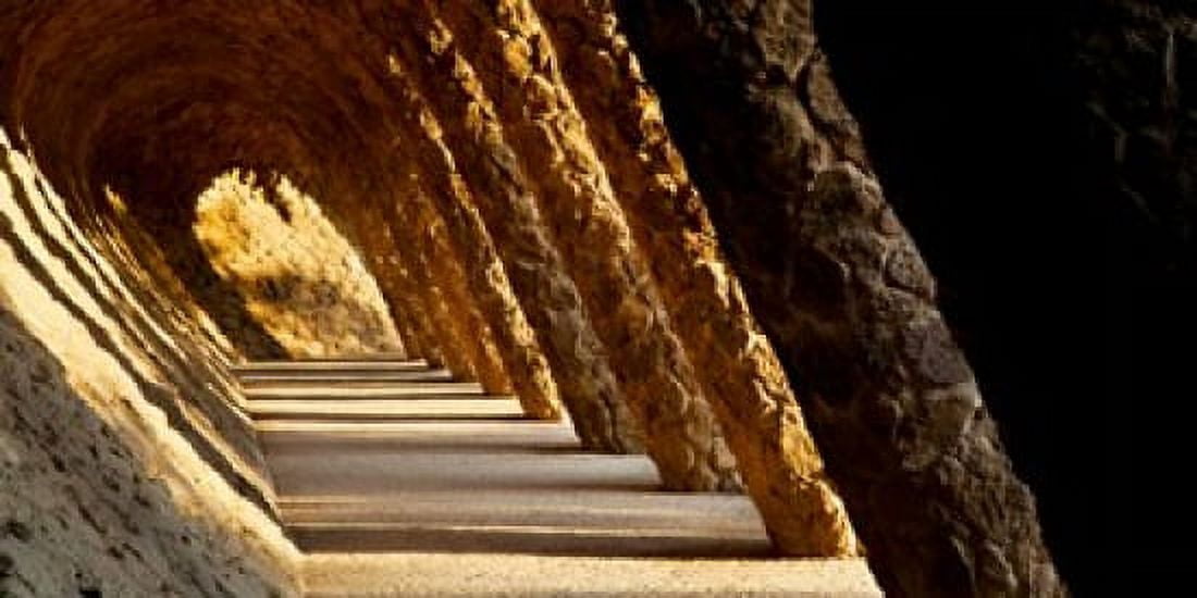Corridor in a park Park Guell Barcelona Catalonia Spain Canvas Art - Panoramic Images (24 x 12)