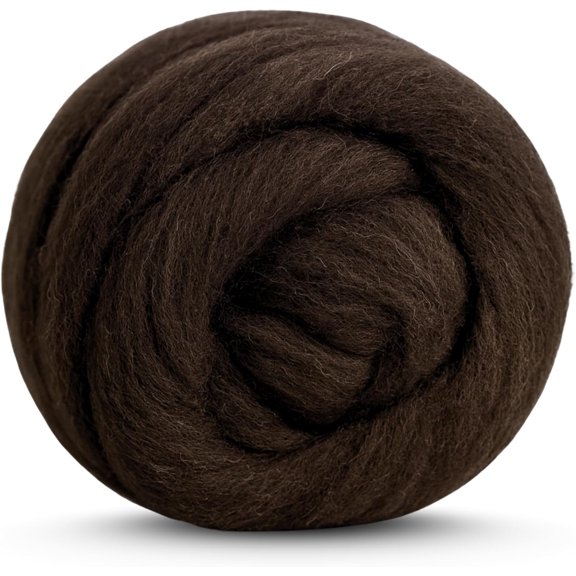 Corriedale Wool Roving 1 lb (16 Ounces) for Spinning | Soft Chunky Jumbo Yarn for Arm Knitting Blanket |100% Natural Undyed Wool Yarn Bulk, Felting Core, Carded Stuffing (Brown)