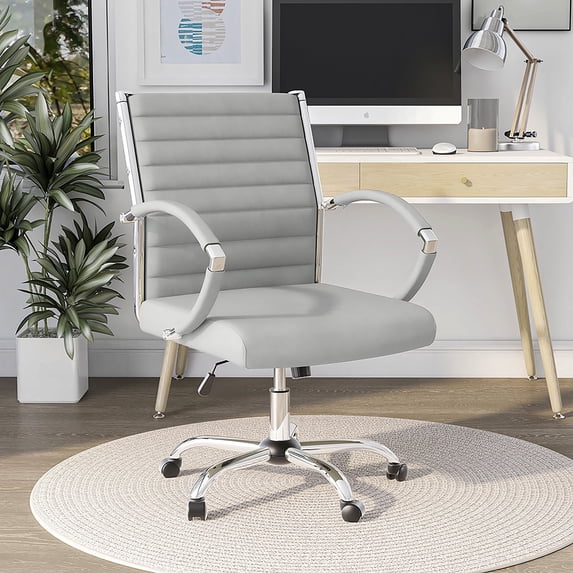 Corrigan Height Adjustable Faux Leather Office Chair, Small, White and Chrome
