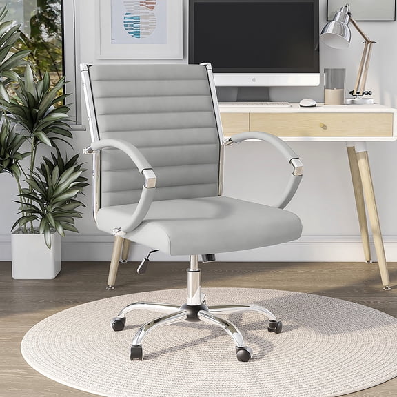 Corrigan Height Adjustable Faux Leather Office Chair, Small, White and Chrome