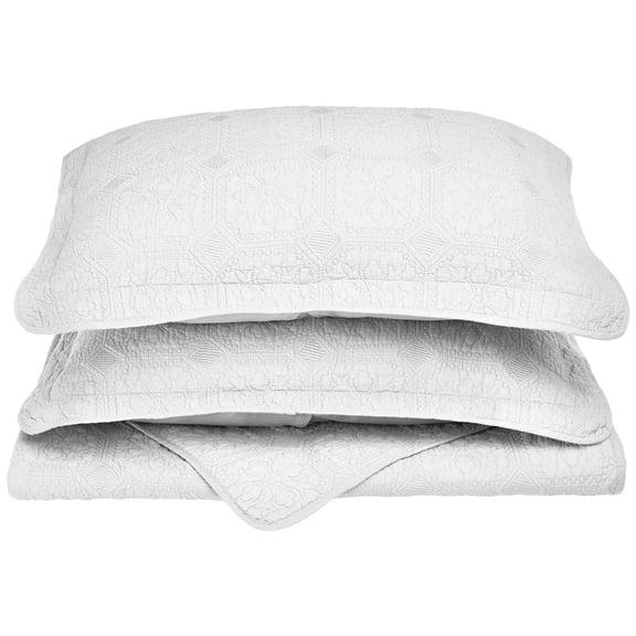 Corrington Fine Stitched Long-Staple Cotton Quilt Set, Floral Pattern, 5 Colors White / Full/Queen