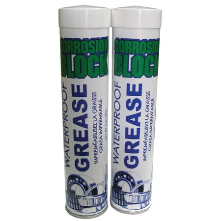 Corrosion Block High Performance Waterproof Grease - (2) 3oz Cartridges - Non-Hazmat, Non-Flammable & Non-Toxic | Bundle of 10