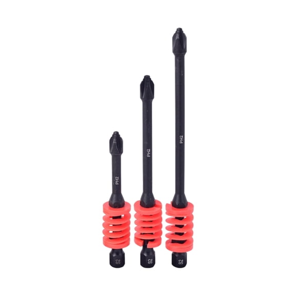 Corrosion Resistant Spring Assisted Screwdriver Bits Anti Slip Teeth Strong Magnetic 65/90/110mm for Various Tool 3 Pack
