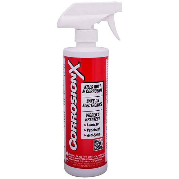 CorrosionX Rust Inhibitor, Industrial-Strength Dielectric Corrosion Prevention, Lubricant & Penetrant for Marine, Automotive, Electronics & RV Use, Protects Bolts, Cables, Engines, 16oz Trigger Spray