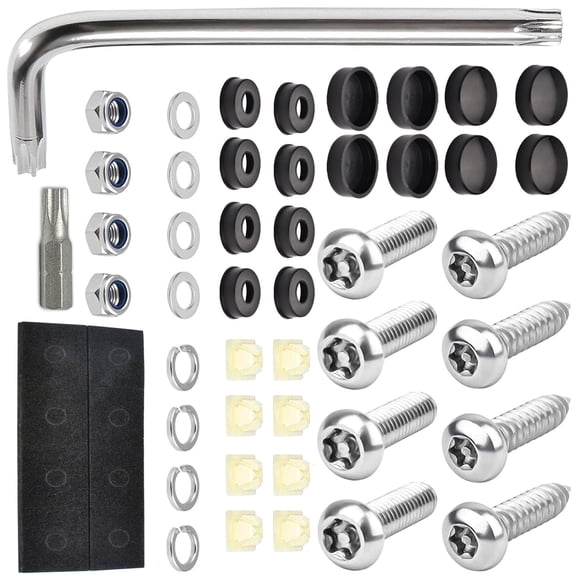 Corrosions Resistant Heavy Duty Stainless Steel License Screws Precise Fit For US Auto Plates With Mounting Tool