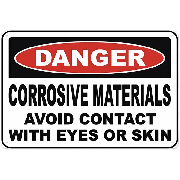 Corrosive Materials Avoid Contact Aluminum Tin Warning Sign 8"x12" - For Home Outdoor Garden, Corrosive Materials Sign