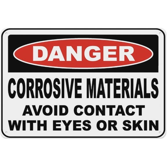 Corrosive Materials Avoid Contact Sign 8"x12" - Aluminum Tin Warning for Home Outdoor Garden, High Visibility Chemical Hazard Decor