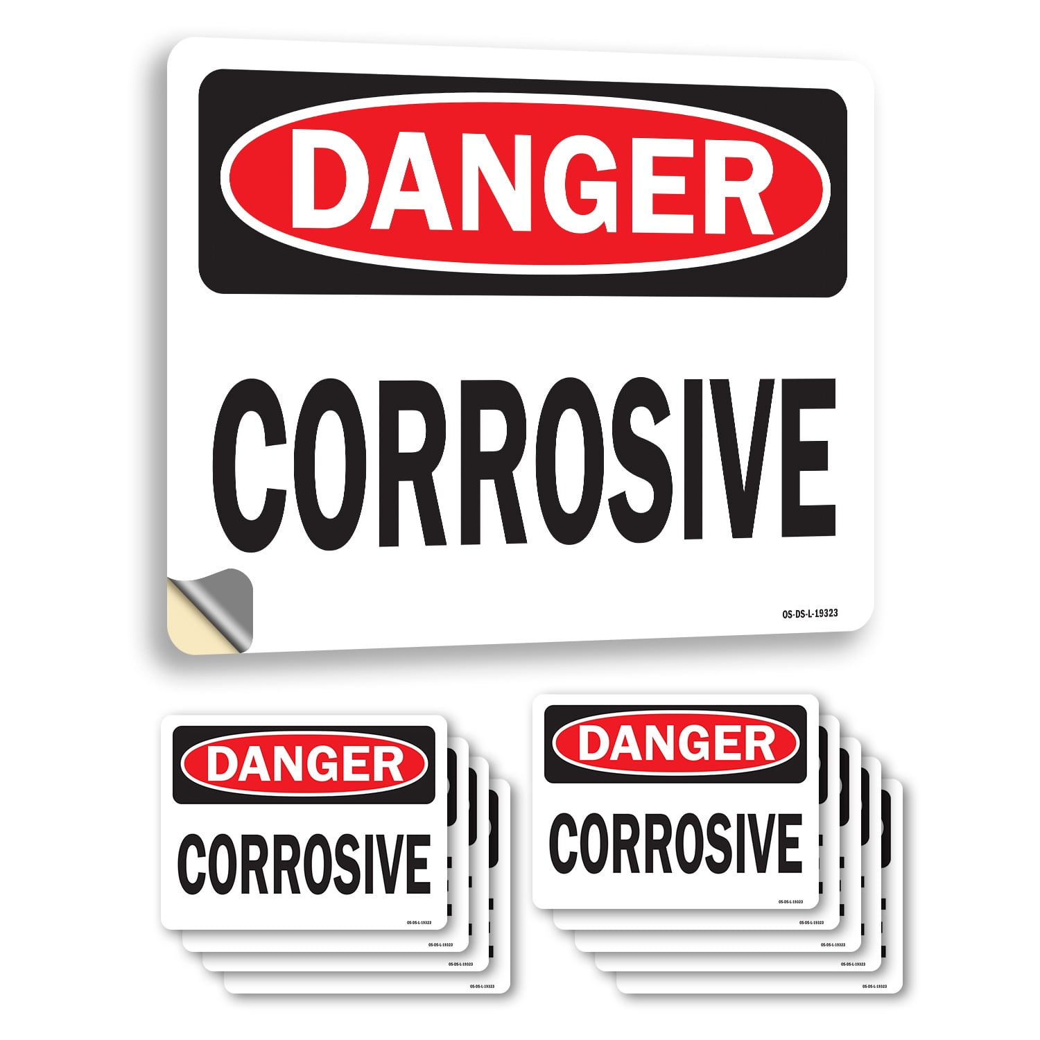 Corrosive OSHA Danger Vinyl Decal Label 10 Inch x 7 Inch - 10 Pack ...