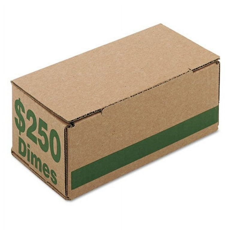Corrugated Cardboard Coin Storage with Denomination Printed On Side, 8.06 x 3.31 x 3.19, Green Corrugated Cardboard Coin Storage with Denomination Printed On Side, 8.06 x 3.31 x 3.19, Green