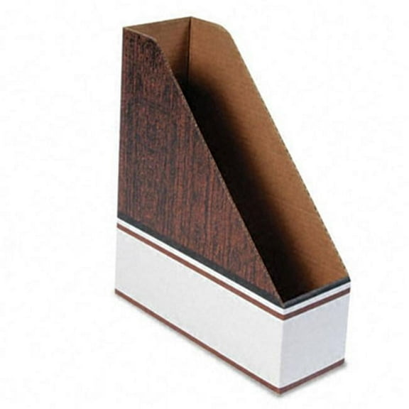 Corrugated Cardboard Magazine File- 4 x 11 x 12 3/4- Wood Grain- 12/Carton