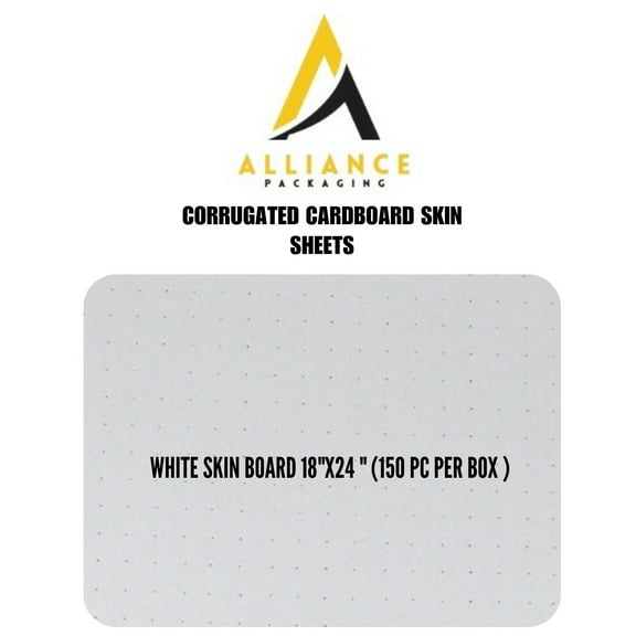 Corrugated Cardboard Skin Sheets- White skin board 18"x24: (150 pc per Box)