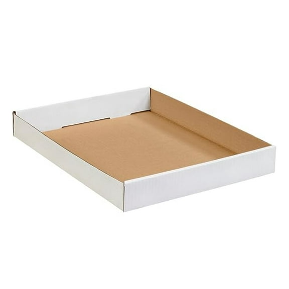 Corrugated Cardboard Trays - 15x12x1.75", White - 50 Pack - Box Partners 15122CTW - Moving & Packaging Supplies for Plants, Bottles, Cans