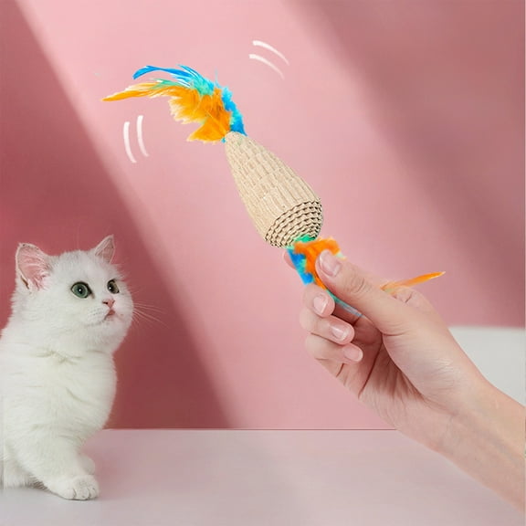 Corrugated Cats Toys Corrugated Colorful Feathers Series Cats Toys Claw Grinding Rubbing Hair Teasing Cats Toys Pet Teeth Grinding Teeth Cleaning Toys