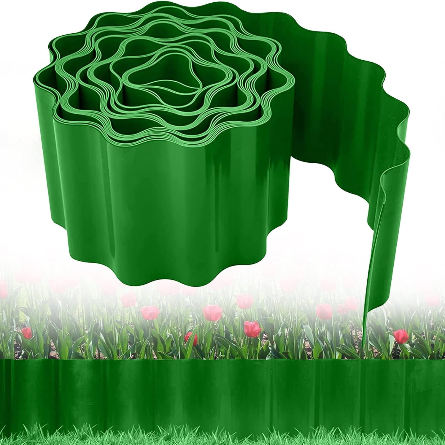 Corrugated Design Landscape Edging, Premium Material For Garden Projects, Multi Functional Edging For Flower Beds And Lawns (White, Box Of 12)