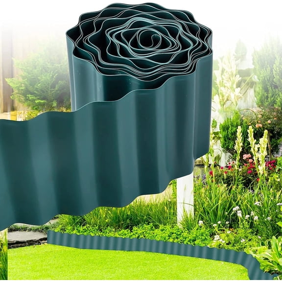 Corrugated Garden Edging 5.9" x 30Ft, Landscape Edging Border for Lawn, Flower Bed, Yard, Garden Fence, Green