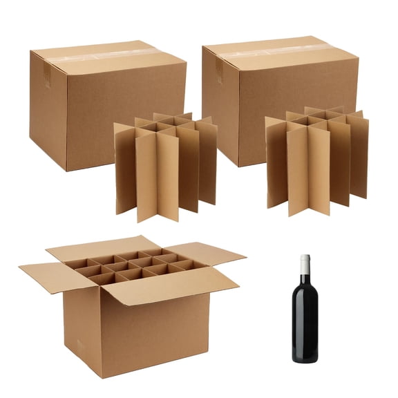 Corrugated Glassware Packing Divider Kits, 3 Set 16x12x12 Inch