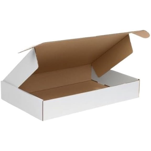 Corrugated Mailer Box 25 Pcs, White (Kraft Inside) Boxes For Packaging Small Business, Heavy Duty Moving Cases, 15x11x4" Retail Shipping Carton, Packing Supplies, Literature Mailer (B-Flute)$$Office