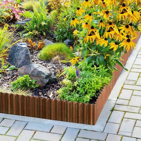 Corrugated Metal Garden Edging 12" x 20Ft, Real Rusted Landscape Border for Lawn, Flower Bed, Garden Fence