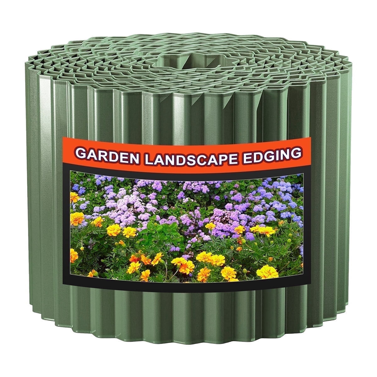 PUCACHI 20ft x 6in Olive-Green Corrugated Steel Garden Edging, Heavy Duty Galvanized Landscape Border, Rust Resistant No Dig Flexible for Lawn Flower Bed Yard