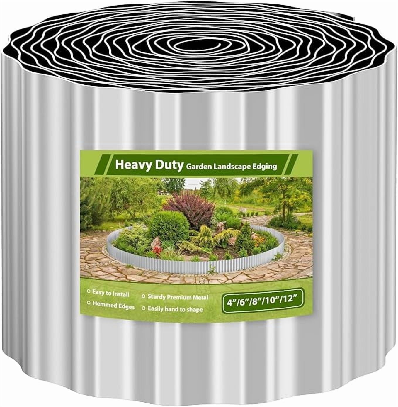 Corrugated Metal Garden Edging, 6'' x 20FT Landscape Border for Flower Bed, Lawn, Yard, Paver Silver