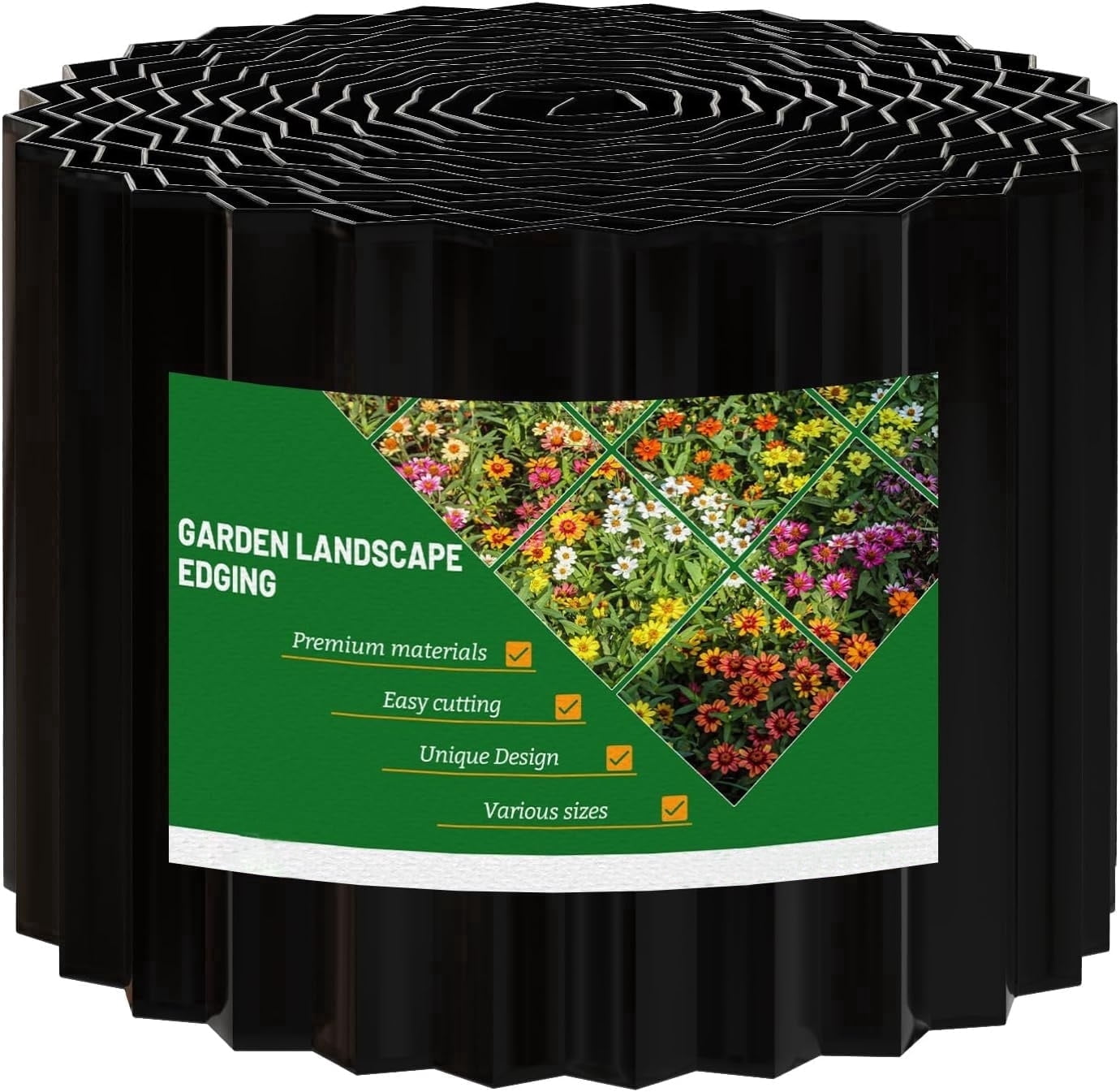 Corrugated Metal Garden Edging 6" x 20Ft, Landscape Edging Border for Lawn, Flower Bed, Garden Fence, Paver (Black)