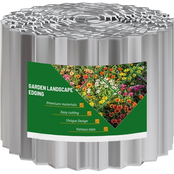 Corrugated Metal Garden Edging 6" x 20Ft, Landscape Edging Border for Lawn, Flower Bed, Garden Fence, Paver Edging (Silver)