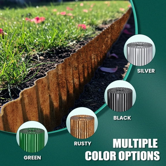 Corrugated Metal Garden Edging, 6"x40ft Rusted Landscape Border for Lawn, Flower Bed & Garden
