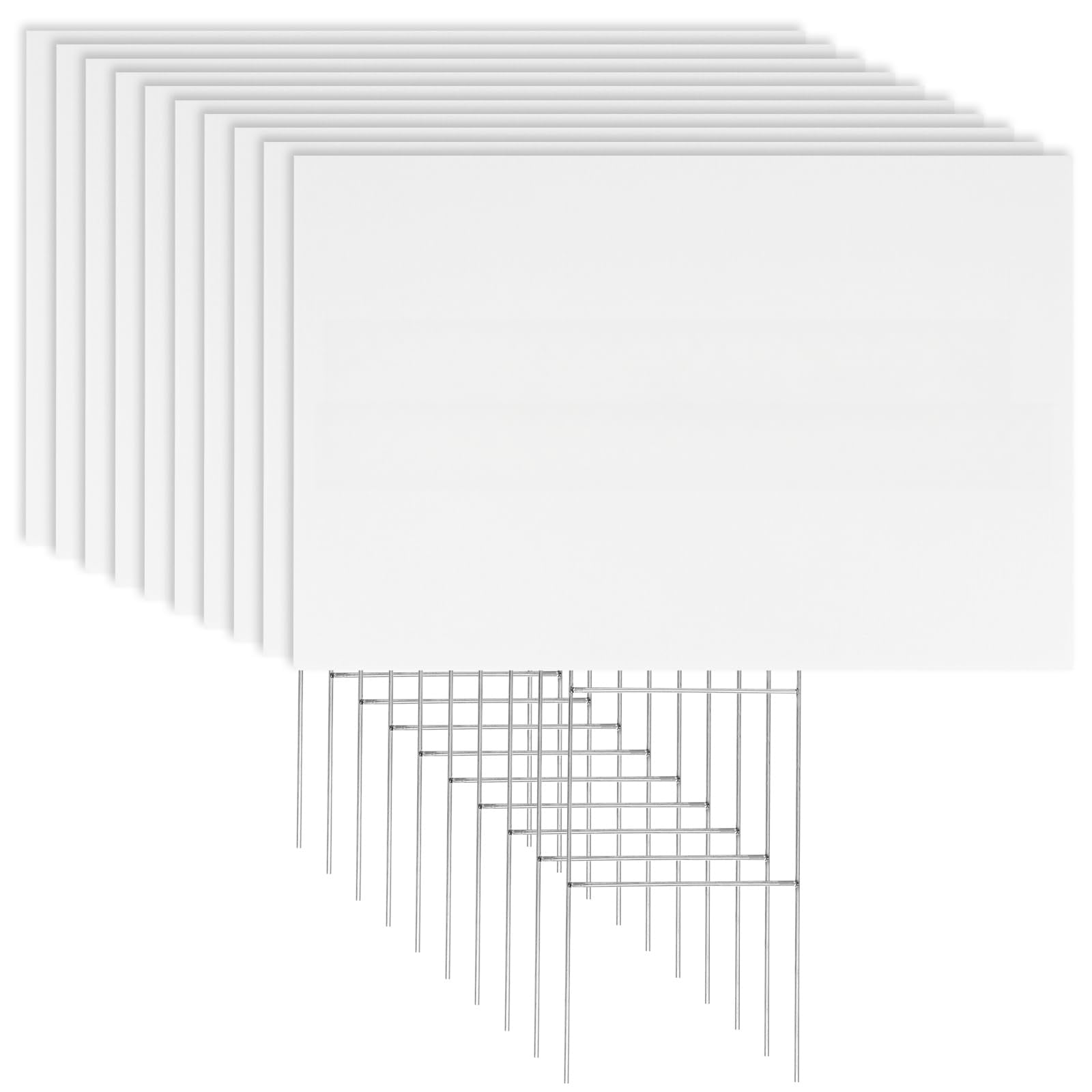 10 Pack Corrugated Plastic Yard Signs with Metal Stakes, 18 x 12 Inches, for events and advertising