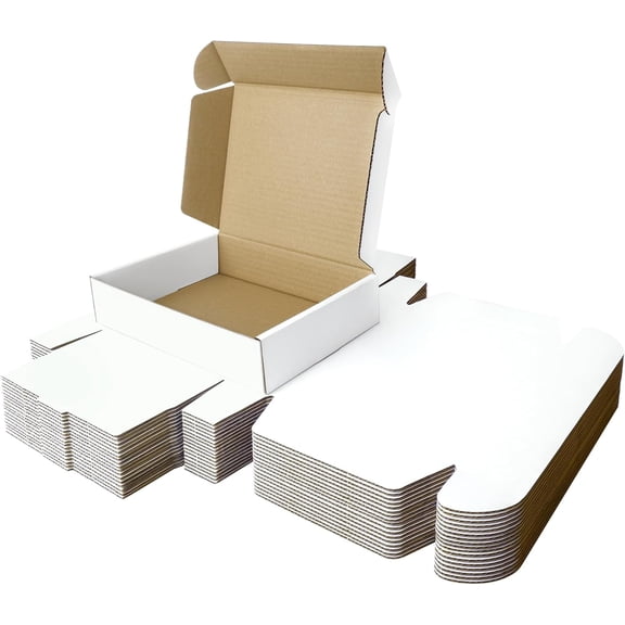Corrugated Shipping Box Mailers, White Rigid Mailer Boxes with Slot Closure, Easy Assemble, Triple Layer Corrugated, mailers for clothing, packaging for small business (9"x6.5"x2" White/Set of 20)