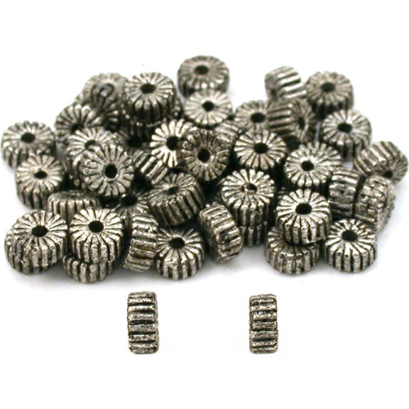 Corrugated Spacer Bali Beads Antique Silver Plated 5mm 50Pcs
