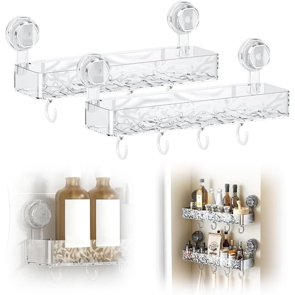 Corrugated Suction Cup Storage Holder, 2026 New Movable Shower Shelf Suction Cup,Shower Caddy Large Capacity Bathroom Organizer,No-Drill Wall-Mounted Storage Shelf