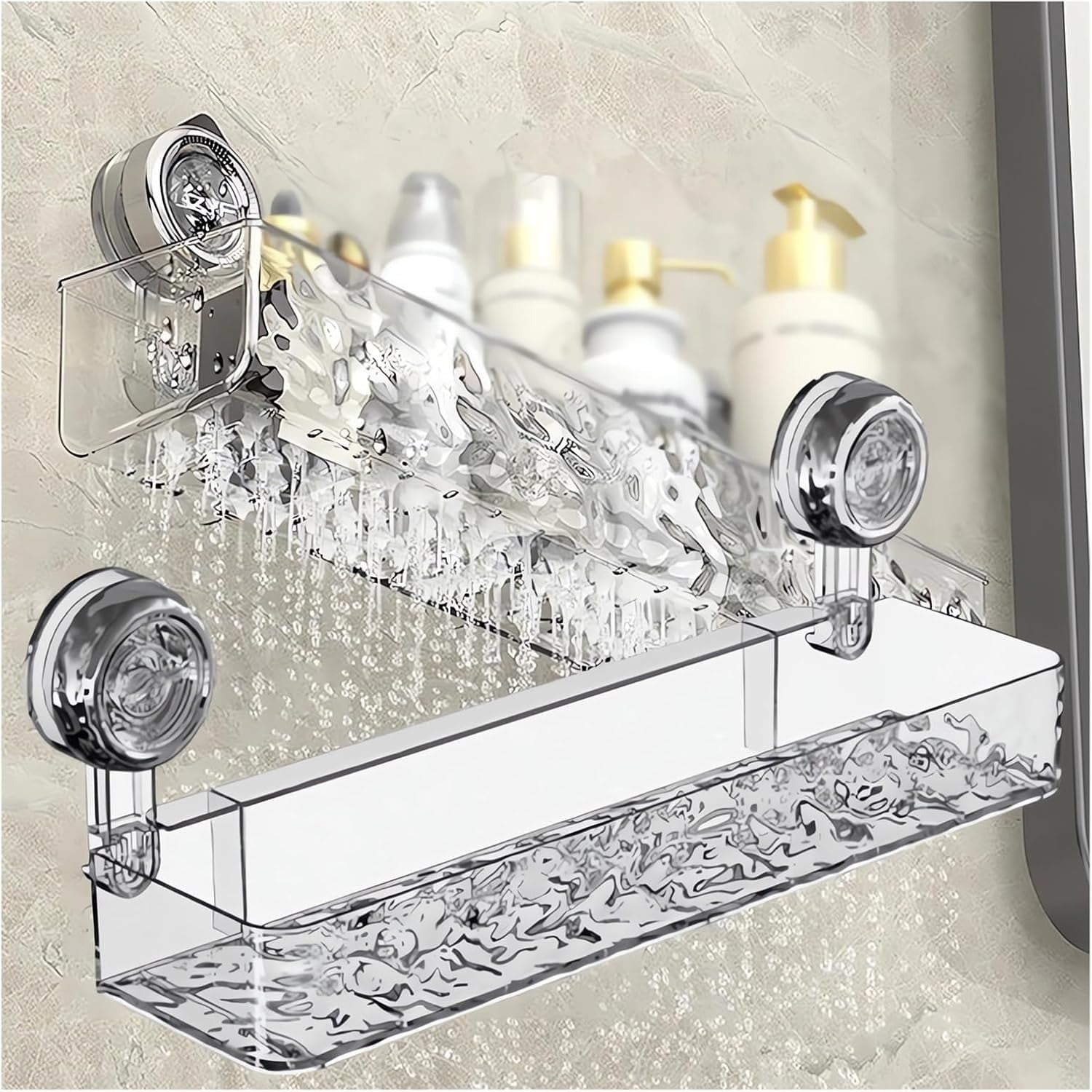 Corrugated Suction Cup Storage Holder Corner Shower Caddy Large ...