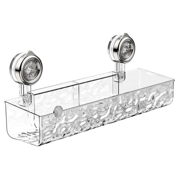 Corrugated Suction Cup Storage Holder Corner Shower Caddy Large Organizer Bathroom Shelf Clear Acrylic Shower Tray Shelves Inside Floating Shower Wall Shelf Bath Basket Rack Heavy Duty(White)