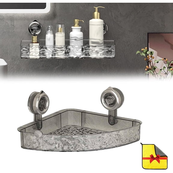 Corrugated Suction Cup Storage Holder, No Drill Bathroom Shower Organizers, Removable Shower Organizer, Soap Dish and Hooks for Wall, Bathroom, Kitchen, RV