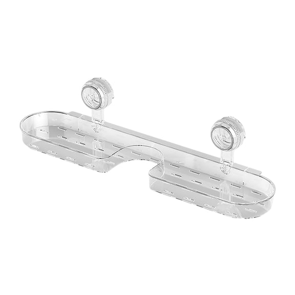 Corrugated Suction Cup Storage Holder, No-Drill Suction Cup Bathroom Shelf, Bathroom Cosmetic Organizer, Storage Rack Shelf for Kitchen, Extra Wide Large Capacity, Clear, 1 Pack