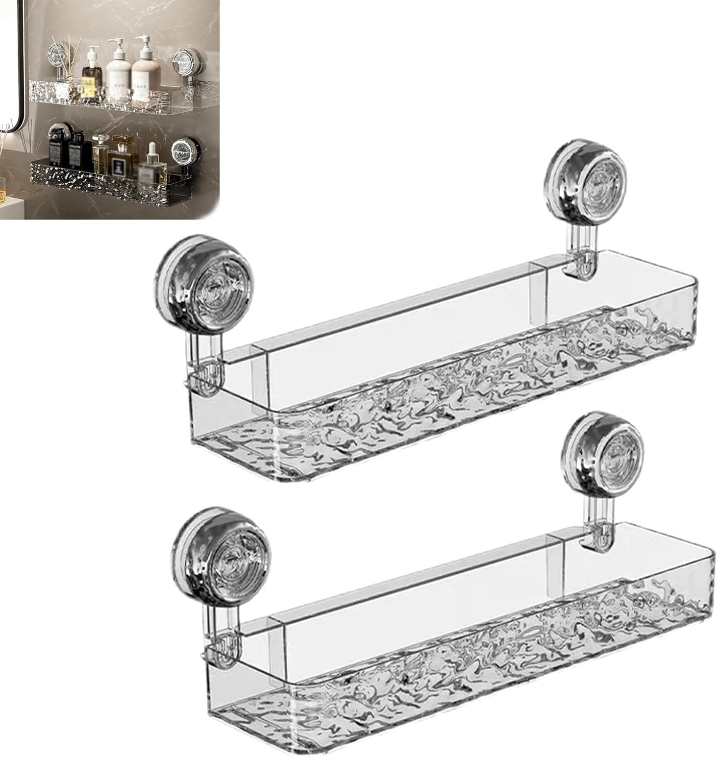 Walnut Saugnapf Badezimmer Regal 60cm - Bohrfreier Spülen Organizer Schwarz