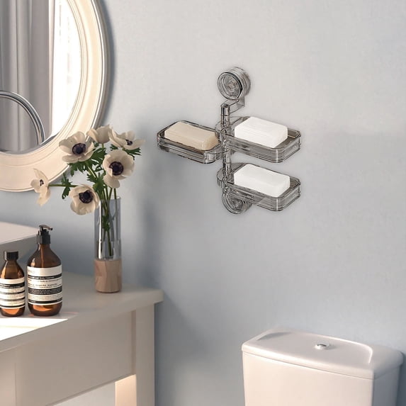 Corrugated Suction Cup Storage Rack Large Capacity Shower Shelf Wall Mounted No Drill Bathroom Kitchen Space Saving Organizer Holder